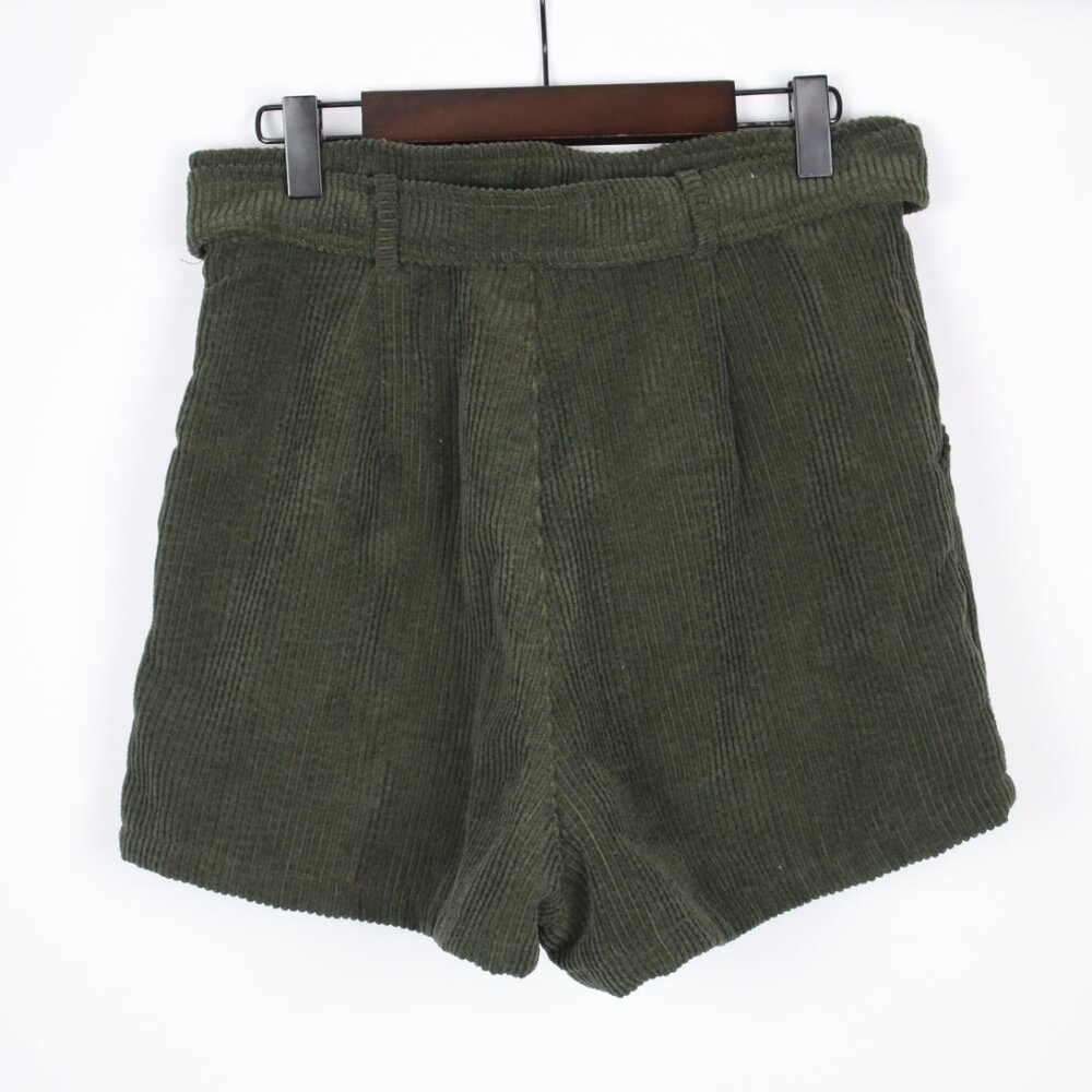 Altar'd State Womens Small Olive Ribbed Corduroy Paperbag Belted Shorts - Picture 2 of 4